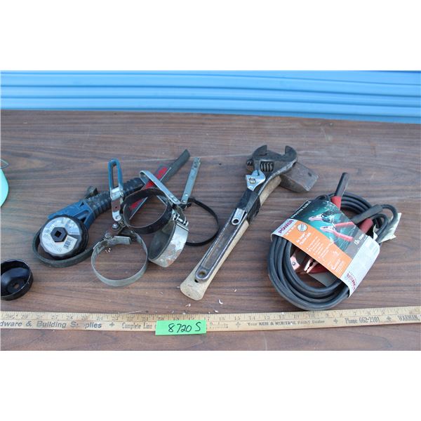 ** Booster Cables, Crescent Wrenches, Filter Wrenches