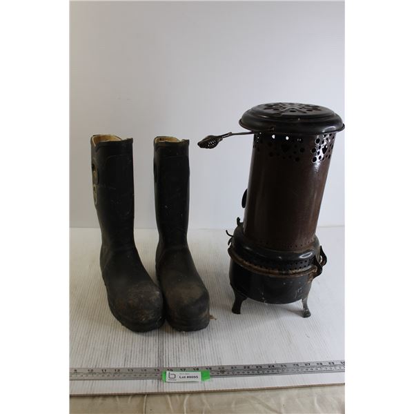 Steel-Toed Firefighter Boots - Size 8R, Enamel Kerosene Heater