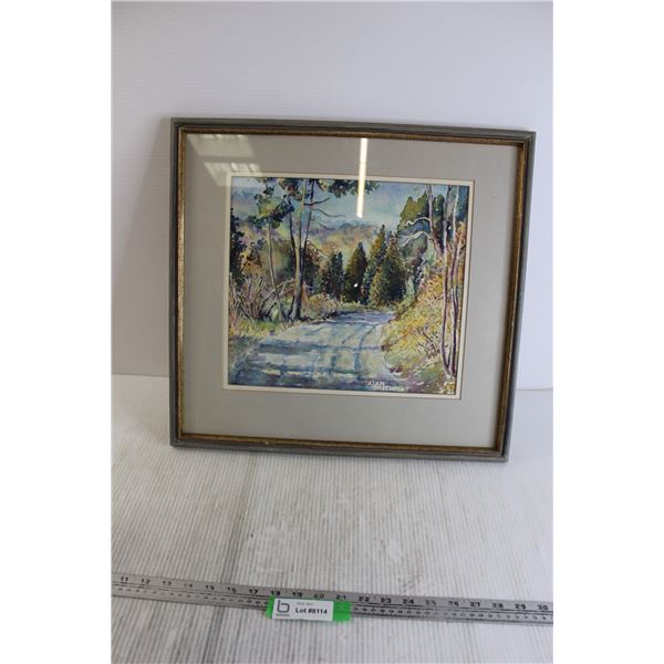 Framed Watercolour by Alan Rosenplot - 20" x 19"