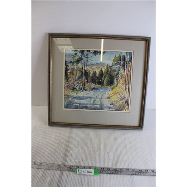 Framed Watercolour by Alan Rosenplot - 20" x 19"