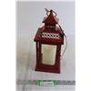 Image 1 : Holiday-Themed Red Lantern with Fake Candle - Door Doesn't Open