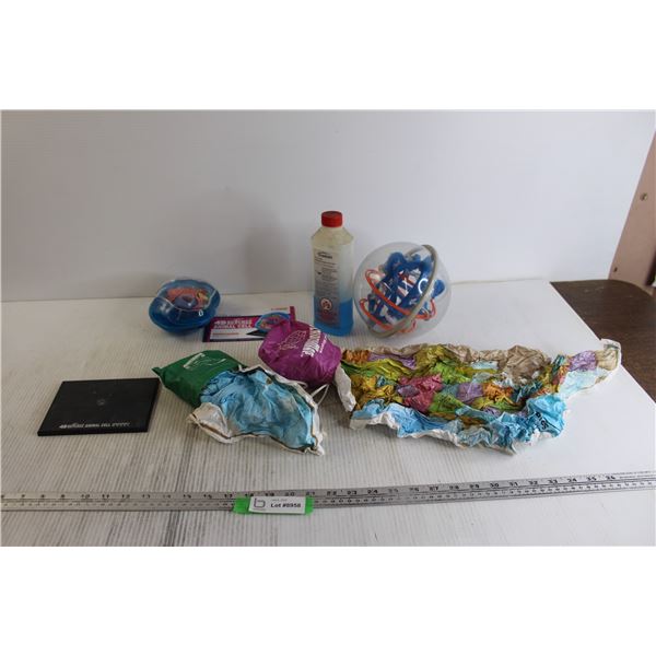 4D Science Animal Cell, Trudeau Gel Fuel, (2) Cloth Maps, Misc.