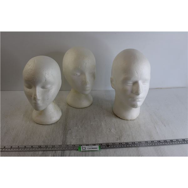 (3) Styrofoam Wig Stands