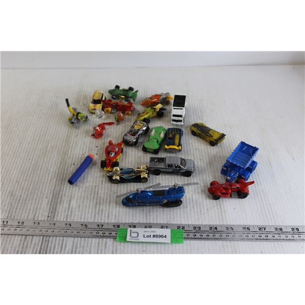 (10+) Toy Cars, Nerf Bullet, Misc.