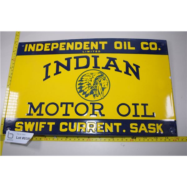 Layered Porcelain Swift Current Oil Sign