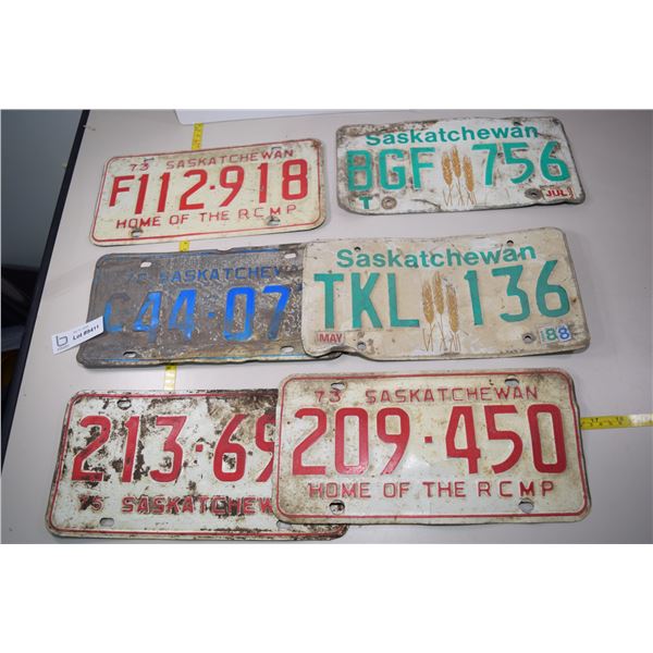 Lot of Saskatchewan License Plates