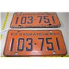 Image 2 : Matched Set of Sask 1963 License Plates