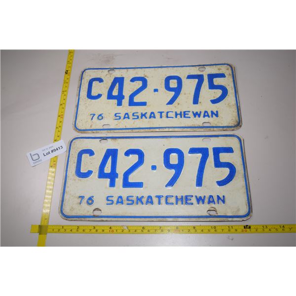 Matched Set of Sask 1976 License Plates