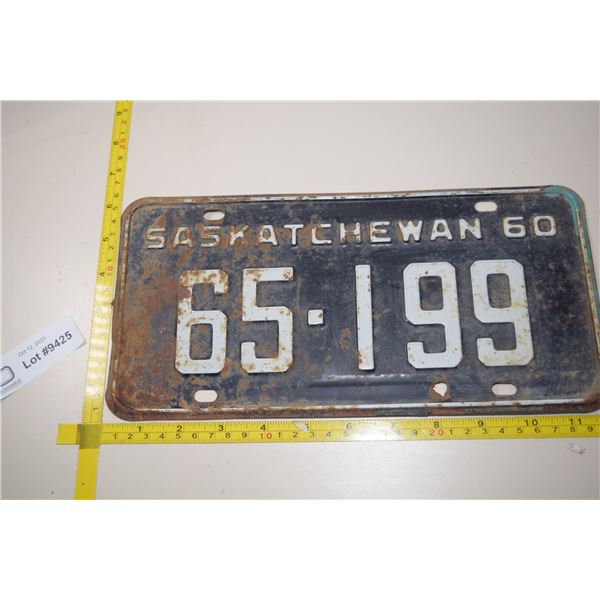 1960 Sask License Plate