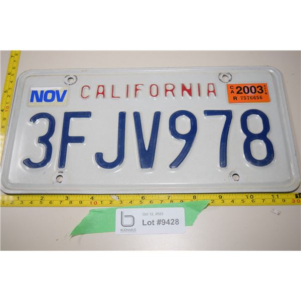 2003 California License Plate