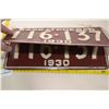 Image 1 : 1930 Sask Matched Set License Plates