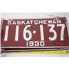 Image 2 : 1930 Sask Matched Set License Plates