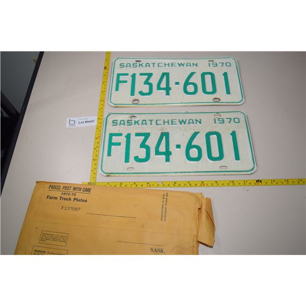 1970 Sask Matched Set License Plates