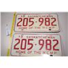 Image 1 : 1973 Sask Matched Set License Plates