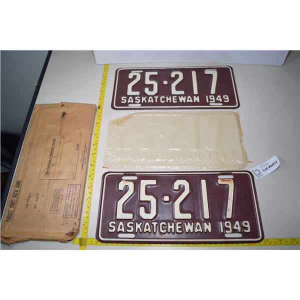 1949 Matched Set Sask License Plates