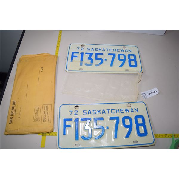 1972 Matched Set Sask License Plates