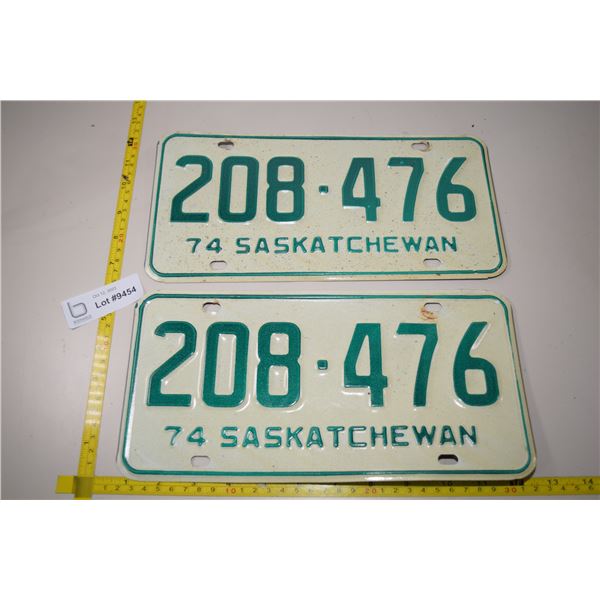 1974 Matched Set Sask License Plates