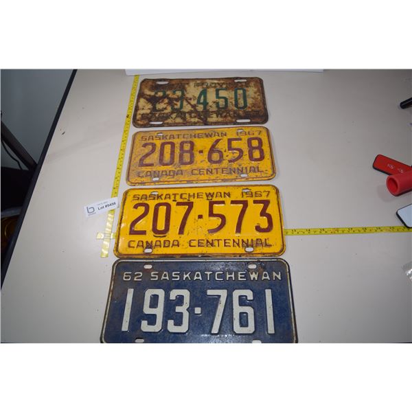 (4) Sask License Plates