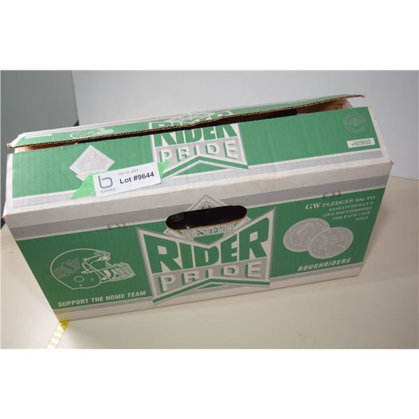 Case of Saskatchewan Roughrider Beer Bottles -- Rider Pride