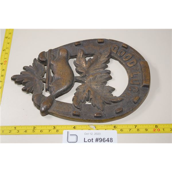 Antique Bronze Canadian Good Luck Plaque