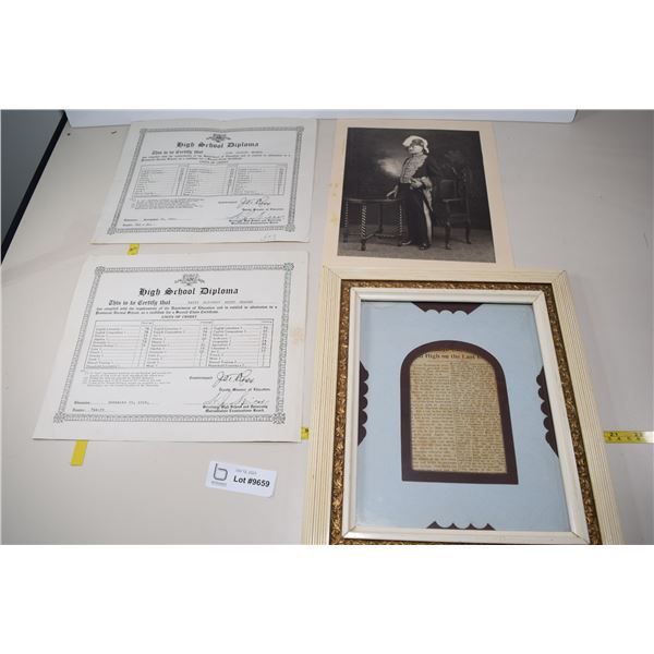 1929-30 Diplomas + Frame