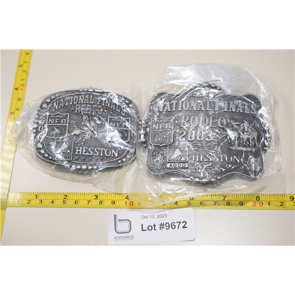 (2) Belt Buckles - 2003 and 2004 NFR Hesston