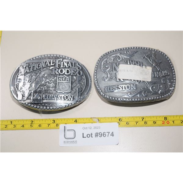 (2) Belt Buckles - 1991 and 1998 NFR Hesston