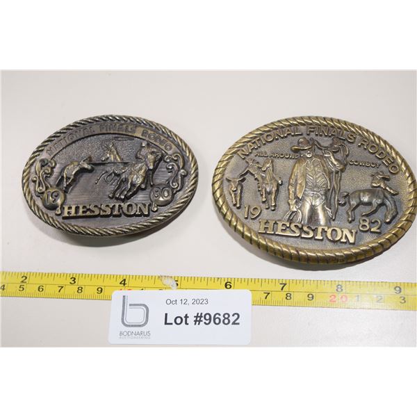 (2) Belt Buckles - 1980 and 1982 NFR Hesston