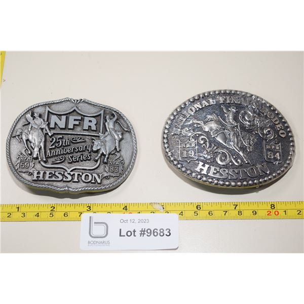 (2) Belt Buckles - 1983 and 1984 NFR Hesston