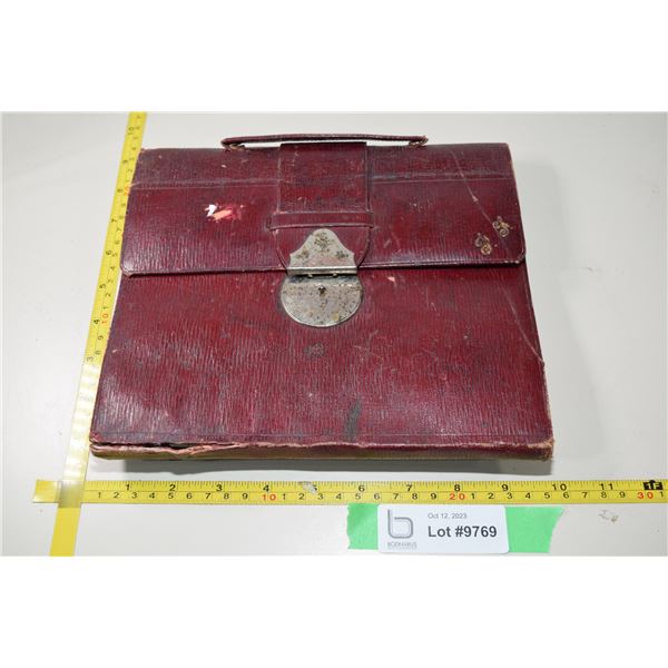 Antique Leather Monogramed Legal Binder