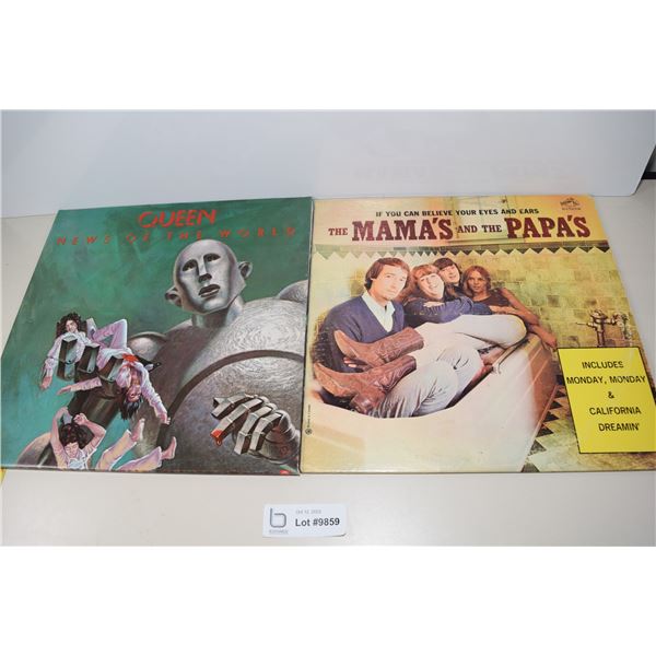 (2) LP Records - Queen and  Mama's and Papa's