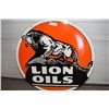 Image 1 : * Double Sided Heavy Porcelain Lions Oil Sign -30"
