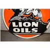 Image 2 : * Double Sided Heavy Porcelain Lions Oil Sign -30"