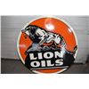 Image 3 : * Double Sided Heavy Porcelain Lions Oil Sign -30"