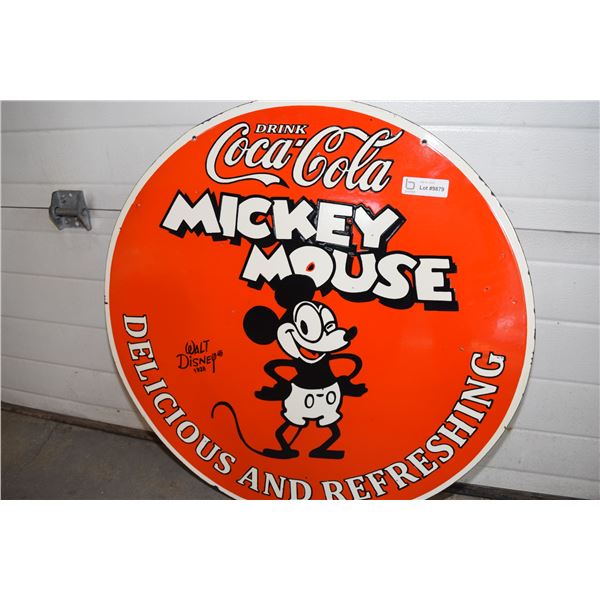 * Double Sided  Porcelain Coca Cola and Disney Sign -30" - Mickey Mouse