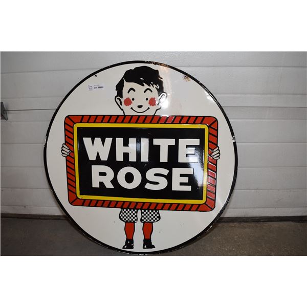 * Double Sided  Porcelain EN-AR-CO Sign -30"- White Rose