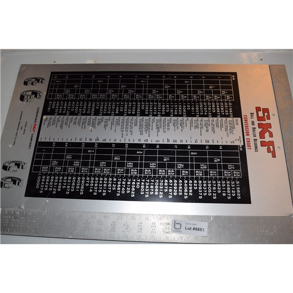 SKF Ball and Bearing Chart on Metal Sign