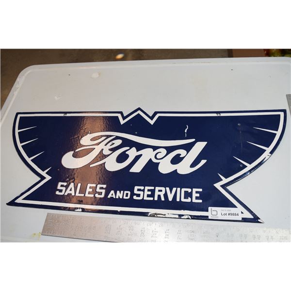 Double Sided Ford Thunder Bird Porcelain Sign - 30x12