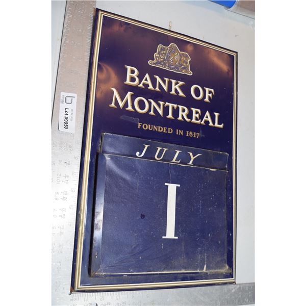 Bank of Montreal Tin Calendar - Used