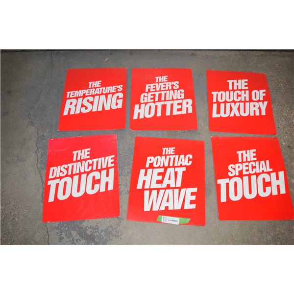 (6) Vintage Pontiac Cardboard Promo Signs