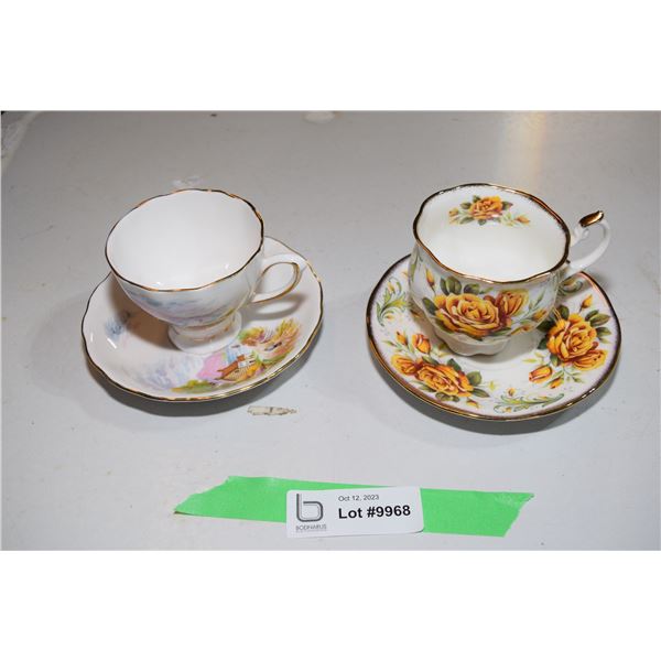 Colclough Bone China Cup and Saucer + Elizabethan "Anniversary Rose Series" Cup and Saucer