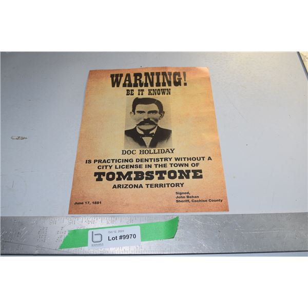 Doc Holliday  Wanted Poster - Reprinted