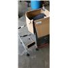 Image 1 : BOX OF TOWELS, DISH CLOTHS, BLANKETS AND MORE WITH KIDS SHOPPING CART