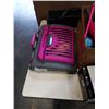 Image 2 : FOLDING PET CARRIER AND BOX OF EXCERSIZE ITEMS