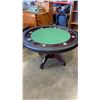 Image 1 : CHERRY FINISH CLAWFOOT PEDESTAL POKER TABLE W/ REMOVEABLE SOLID TOP - 59" DIAMETER x 36" TALL