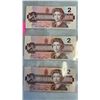 Image 4 : 3 CANADIAN MINT 1986 $2 BILLS - LAST ISSUES