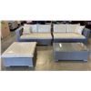 Image 2 : NEW HOME JUNCTION 3 PIECE OUTDOOR PATIO SECTIONAL W/ COFFEE TABLE - BEIGE CUSHIONS AND GREY WICKER, 