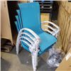 Image 3 : 4 NEW BLUE STACKING PATIO CHAIRS - RETAIL $299