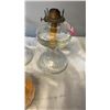 Image 2 : 3 GLASS WICKER OIL LAMPS