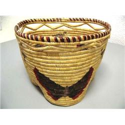 8" Grass Triangular Basket, Bird and Butterfly Design by Eliza Chukfak, Nightmute, AK